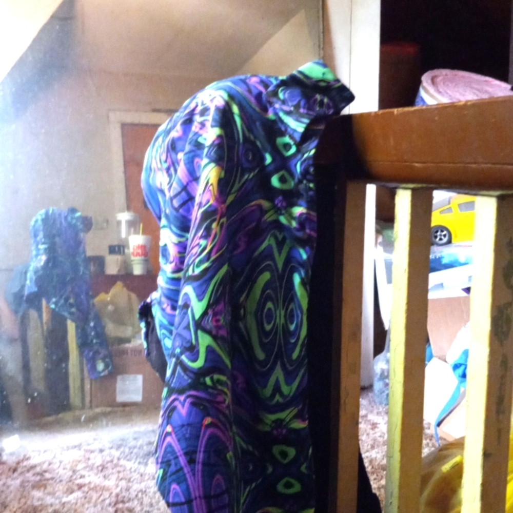 Cat eared hat scarf. Blacklight makes it glow. STASH POCKET INSIDE!!!!